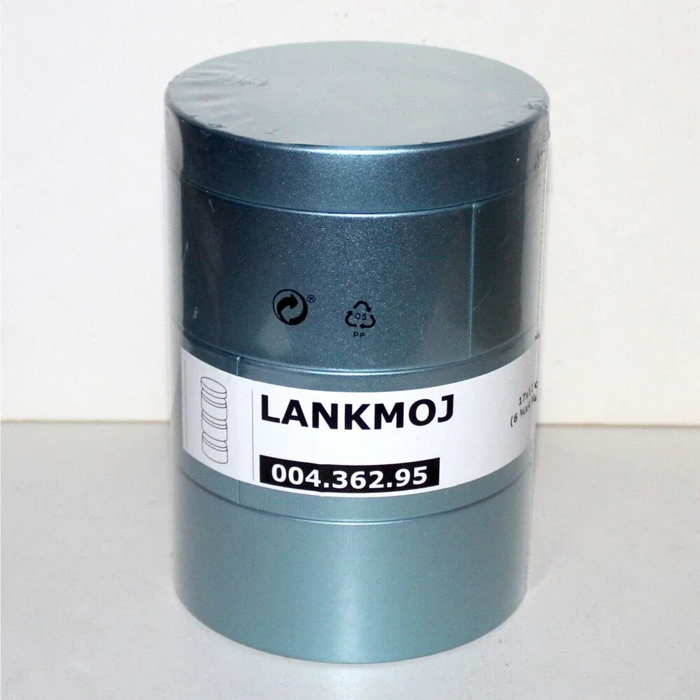 Ikea Lankmoj 3 decorative stackable box blue metal tin can NEW Sealed home decor